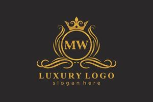 iniziale mw lettera reale lusso logo modello nel vettore arte per ristorante, regalità, boutique, bar, Hotel, araldico, gioielleria, moda e altro vettore illustrazione.