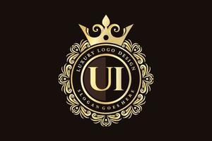 ui iniziale lettera oro calligrafico femminile floreale mano disegnato araldico monogramma antico Vintage ▾ stile lusso logo design premio vettore