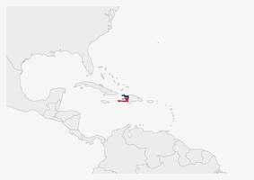 Haiti carta geografica evidenziato nel Haiti bandiera colori vettore