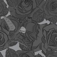 bellissimo Nero, grigio e bianca rosa fiore, senza soluzione di continuità modello. botanico mano disegnato silhouette. piatto stilizzazione colore vettore