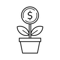 icona della linea di crescita del denaro vettore