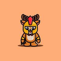 carino cervo Gladiatore cartone animato icona illustrazione. animale eroe vettore