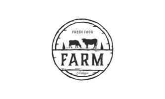 angus azienda agricola logo su bianca sfondo e mucca illustrazione vettore