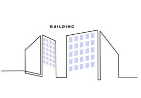 uno continuo singolo linea di stabilendo esterni Due edificio vettore