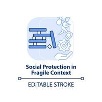sociale protezione nel fragile contesto leggero blu concetto icona. sociale protezione astratto idea magro linea illustrazione. isolato schema disegno. modificabile ictus. vettore