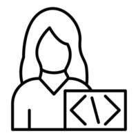 programmatore donna icona stile vettore