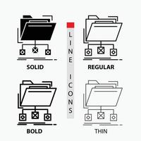 backup. dati. File. cartella. Rete icona nel sottile. regolare. grassetto linea e glifo stile. vettore illustrazione