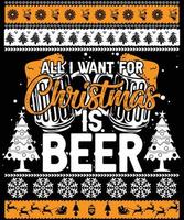 tutti io volere per Natale, birra e godimento maglietta vettore