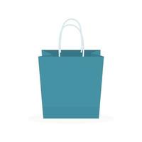 blu carta shopping Borsa icona isolato su bianca sfondo. piatto stile vettore illustrazione. modello per il tuo design progetti.