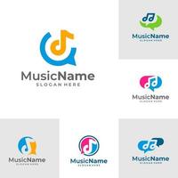 impostato di musica parlare logo vettore icona illustrazione. Chiacchierare musica logo design modello