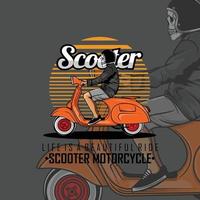 cranio equitazione scooter motociclo illustrazione con un' grigio sfondo