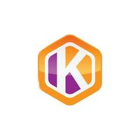 esagono lettera K logo design vettore