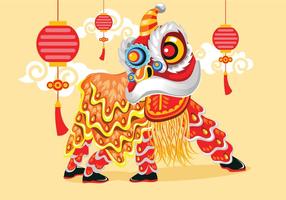 Illustrazione vettoriale tradizionale cinese Lion Dance Festival Background