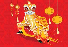 Illustrazione vettoriale tradizionale cinese Lion Dance Festival Background