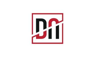 dn logo design. iniziale dn lettera logo monogramma design nel nero e rosso colore con piazza forma. professionista vettore