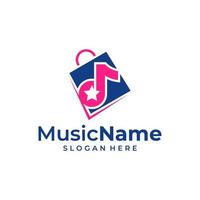 musica shopping memorizzare Borsa logo illustrazione modello. negozio musica logo design concetto vettore