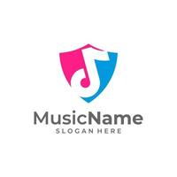 scudo musica logo vettore icona illustrazione. musica logo design modello