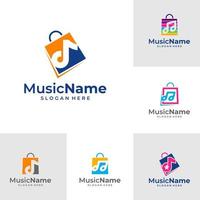 impostato di musica shopping memorizzare Borsa logo illustrazione modello. negozio musica logo design concetto vettore