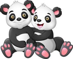 carino panda coppia nel amore vettore