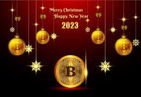 bitcoin criptovaluta su Natale sfondo vettore