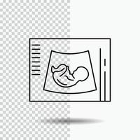 maternità. gravidanza. ecografia. bambino. ultrasuono linea icona su trasparente sfondo. nero icona vettore illustrazione