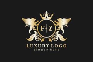 iniziale fz lettera Leone reale lusso logo modello nel vettore arte per ristorante, regalità, boutique, bar, Hotel, araldico, gioielleria, moda e altro vettore illustrazione.