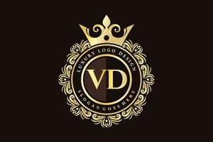 vd iniziale lettera oro calligrafico femminile floreale mano disegnato araldico monogramma antico Vintage ▾ stile lusso logo design premio vettore