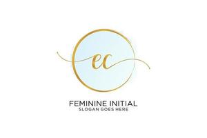 iniziale ec grafia logo con cerchio modello vettore firma, nozze, moda, floreale e botanico con creativo modello.