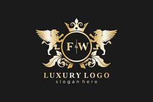 iniziale fw lettera Leone reale lusso logo modello nel vettore arte per ristorante, regalità, boutique, bar, Hotel, araldico, gioielleria, moda e altro vettore illustrazione.
