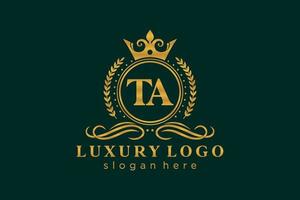 iniziale ta lettera reale lusso logo modello nel vettore arte per ristorante, regalità, boutique, bar, Hotel, araldico, gioielleria, moda e altro vettore illustrazione.