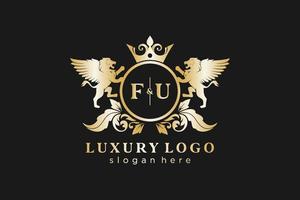 iniziale fu lettera Leone reale lusso logo modello nel vettore arte per ristorante, regalità, boutique, bar, Hotel, araldico, gioielleria, moda e altro vettore illustrazione.