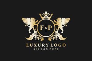 iniziale fp lettera Leone reale lusso logo modello nel vettore arte per ristorante, regalità, boutique, bar, Hotel, araldico, gioielleria, moda e altro vettore illustrazione.