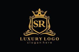 iniziale sr lettera reale lusso logo modello nel vettore arte per ristorante, regalità, boutique, bar, Hotel, araldico, gioielleria, moda e altro vettore illustrazione.