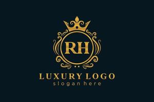 iniziale rh lettera reale lusso logo modello nel vettore arte per ristorante, regalità, boutique, bar, Hotel, araldico, gioielleria, moda e altro vettore illustrazione.