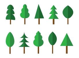 raccolta di illustrazioni di alberi. albero verde natura sana illustrazione vettore. insieme di diversi alberi verdi semplici e minimalisti illustrazione vettoriale