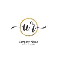 wr iniziale grafia e firma logo design con cerchio. bellissimo design manoscritto logo per moda, squadra, nozze, lusso logo. vettore