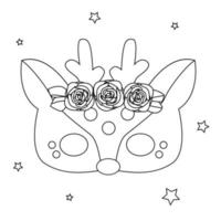 colorazione carino cartone animato cervo maschera. nero e bianca vettore illustrazione per colorazione