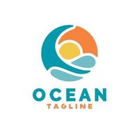 oceano marchio logo disegno, semplice e minimo logo design vettore