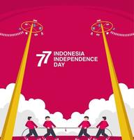 tarik tambang - tradurre la competizione di tiro alla fune nel giorno dell'indipendenza dell'Indonesia vettore