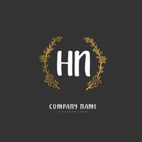 h n hn iniziale grafia e firma logo design con cerchio. bellissimo design manoscritto logo per moda, squadra, nozze, lusso logo. vettore