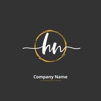 h n hn iniziale grafia e firma logo design con cerchio. bellissimo design manoscritto logo per moda, squadra, nozze, lusso logo. vettore
