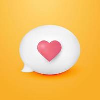 amore notifica rosa cartone animato personaggio emoji 3d rendere vettore
