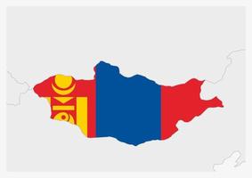 Mongolia carta geografica evidenziato nel bandiera della Mongolia colori vettore