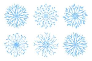 collezione di artistico blu i fiocchi di neve con acquerello struttura. azione vettore impostare. può essere Usato per stampato materiali, stampe, manifesti, carte, logo. astratto sfondo. mano disegnato decorativo elementi.