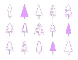 Natale albero linea icone. modificabile ictus. contiene come icone come Natale albero, natura, vacanza, Natale, pino albero, inverno. vettore