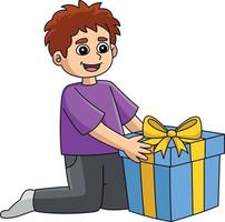 hanukkah ragazzo con regalo cartone animato colorato clipart vettore
