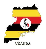 Uganda bandiera carta geografica disegno, illustrazione di Uganda nazione bandiera dentro il carta geografica vettore