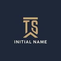 ts iniziale monogramma logo design nel un' rettangolare stile con curvo lati vettore