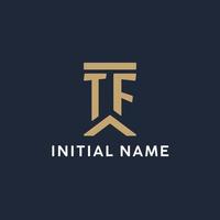 tf iniziale monogramma logo design nel un' rettangolare stile con curvo lati vettore