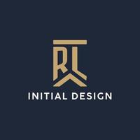 rl iniziale monogramma logo design nel un' rettangolare stile con curvo lati vettore